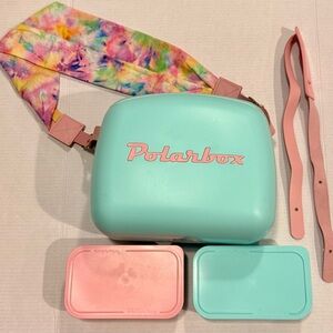 Polarbox 6Qt Cooler Bag by Anthropologie + Tie Dye Strap & 2 Food Containers